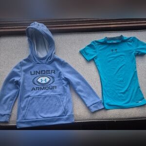 Under Armour Kids Light Blue Hoodie and Aqua T-Shirt Set